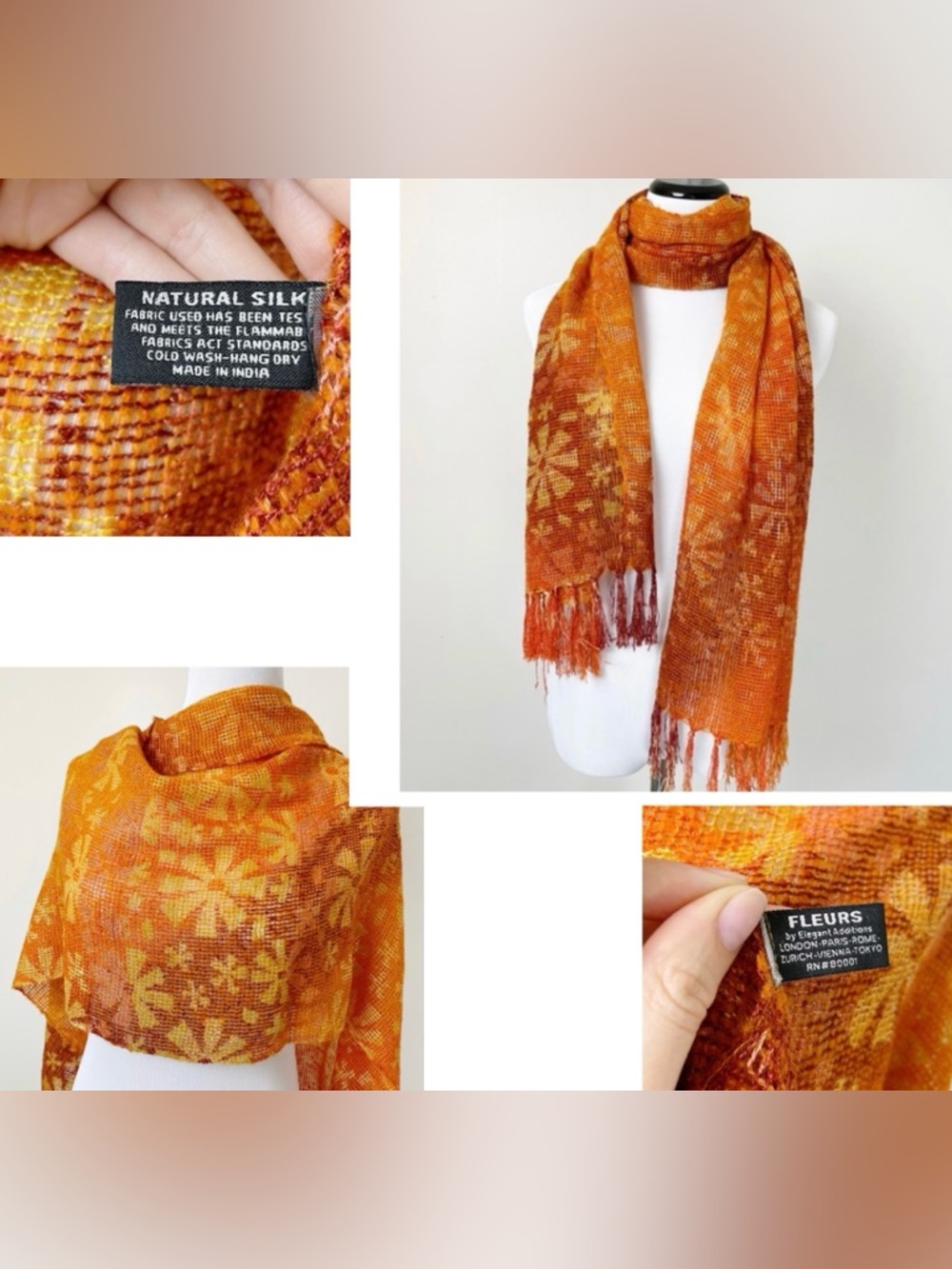 Elegant Additions | Fleurs | Luxurious Natural Silk Ombré Scarf